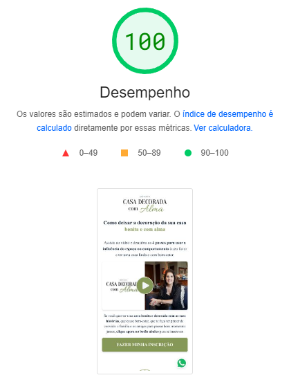 Print de análise de velocidade de carregamento.